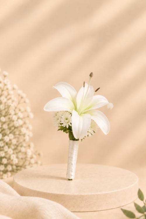 White lily boutonneire