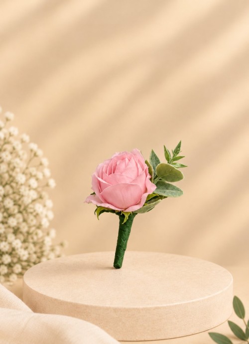 Pink Rose Boutonniere